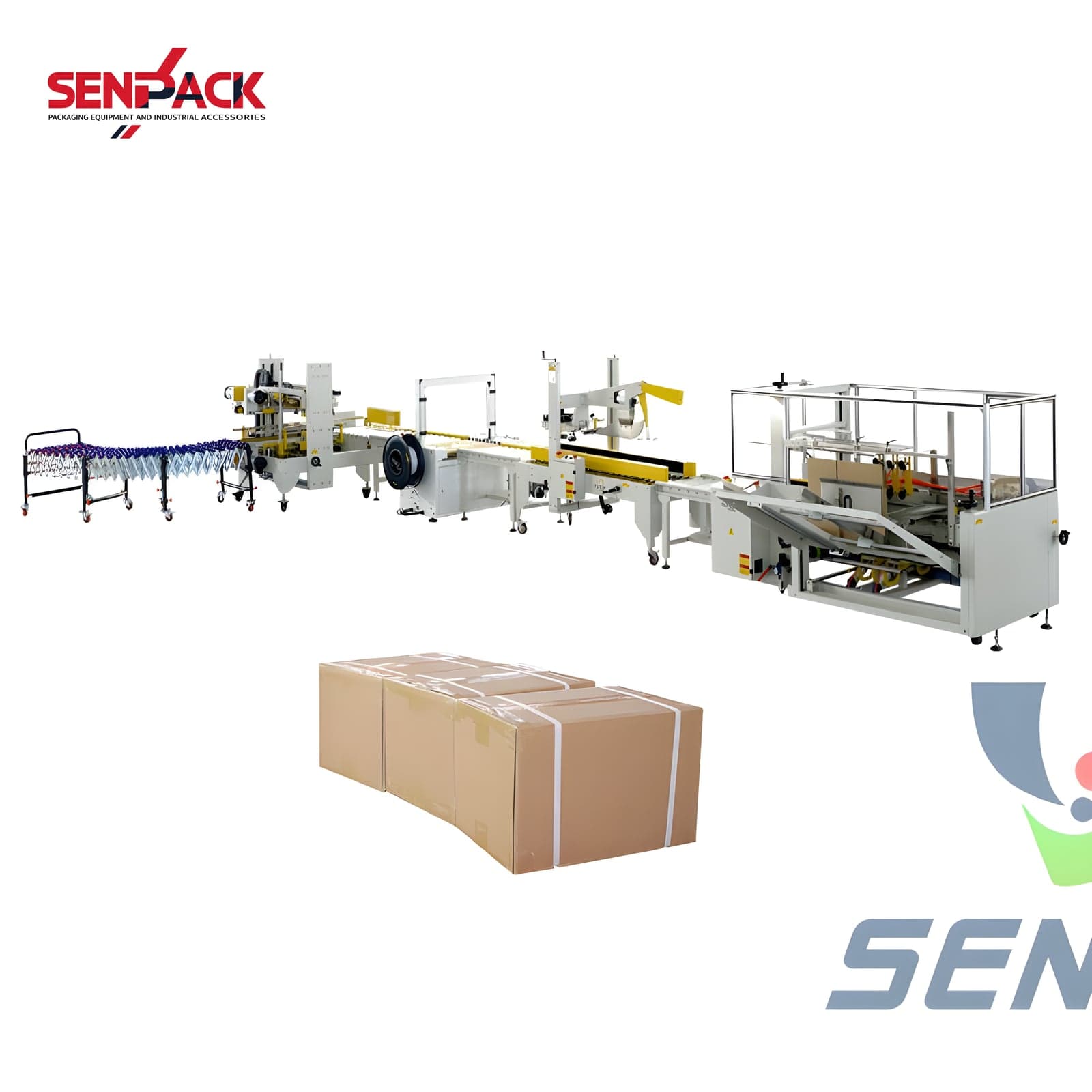 Hệ thống dán và đóng đai thùng carton tự động